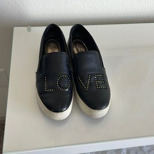 Michael Kors black leather slides